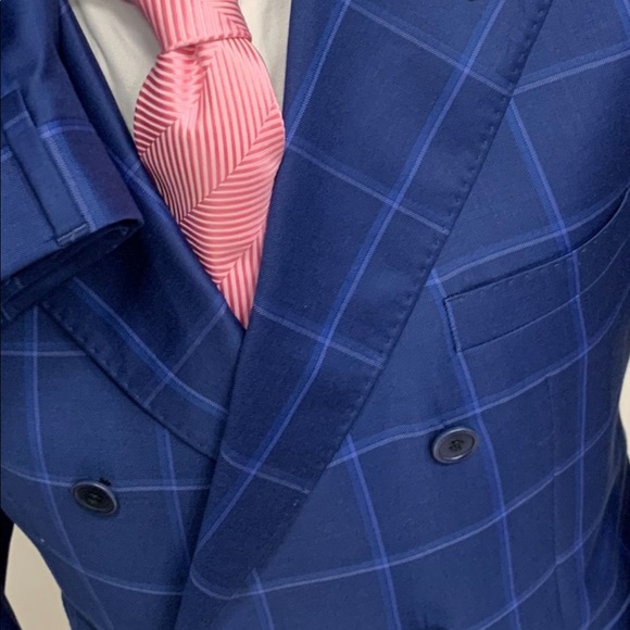 Blue Super 150 cerruti double breasted windowpane - Picture 3 of 3